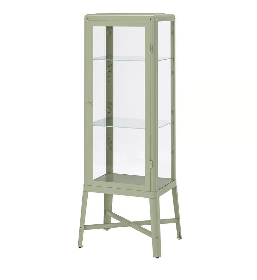 Pale Green Glass-Door Cabinet